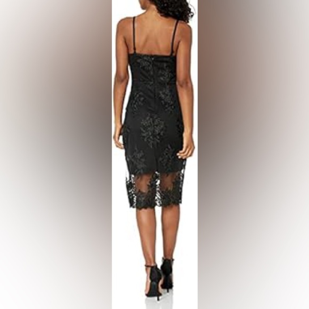GUESS Embroidered Mesh Illusion Scalloped Hem Asymmetrical Dress Size 0 EUC - Picture 5 of 13